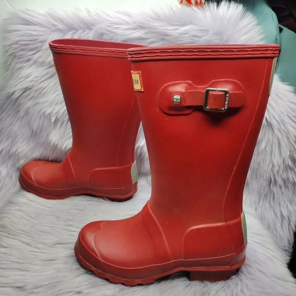 Hunter Original Red Tall Reflective Rain Boots Youth Size 13 Boy/ 1 Girl